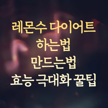 레몬수 다이어트 하는법과 만드는법 (효능 극대화 방법 꿀팁)